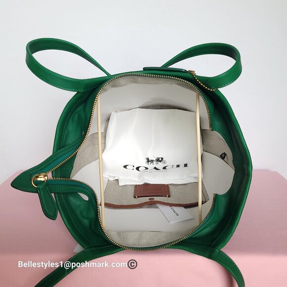 COACH Bea Colorblocked Smooth Leather Large Tote -Green Granite multi color ⭐ - Picture 12 of 16